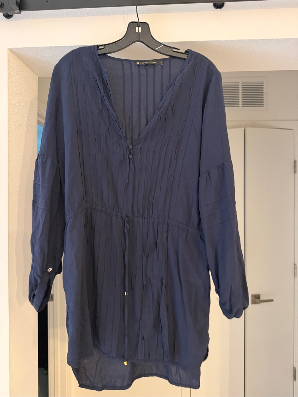 Vic Paula Hermanny Navy Swim Cover up L Resort Wear